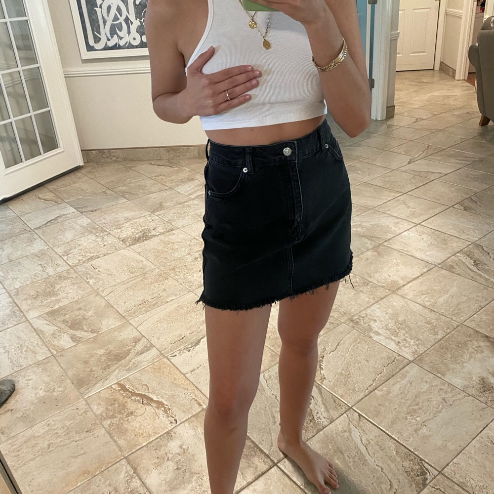 Topshop Black Denim Skirt